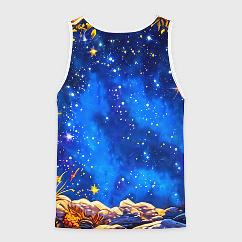 Мужская майка без рукавов Лиса и звездное небо / 3D-Белый – фото 2