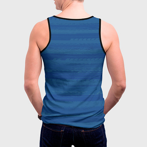 Мужская майка без рукавов Тёмный серо-синий полосатый / 3D-Черный – фото 4
