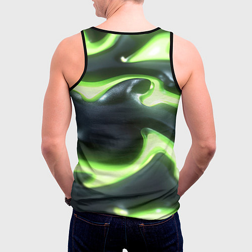 Мужская майка без рукавов Зеленый неоновый камуфляж / 3D-Черный – фото 4