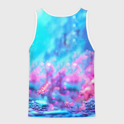 Мужская майка без рукавов Песец в неоновом свете / 3D-Белый – фото 2