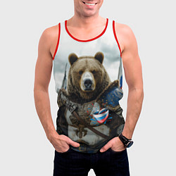 Майка-безрукавка мужская Медведь с флагами России, цвет: 3D-красный — фото 2