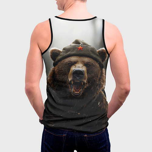 Мужская майка без рукавов Я русский - медведь солдат / 3D-Черный – фото 4