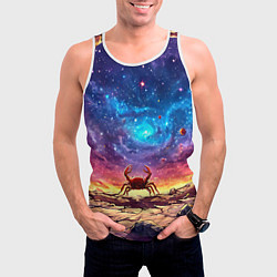 Майка-безрукавка мужская Краб смотрит в космос, цвет: 3D-белый — фото 2