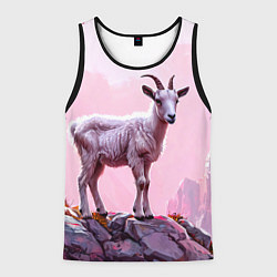 Майка-безрукавка мужская Козлик в розовом свете, цвет: 3D-черный
