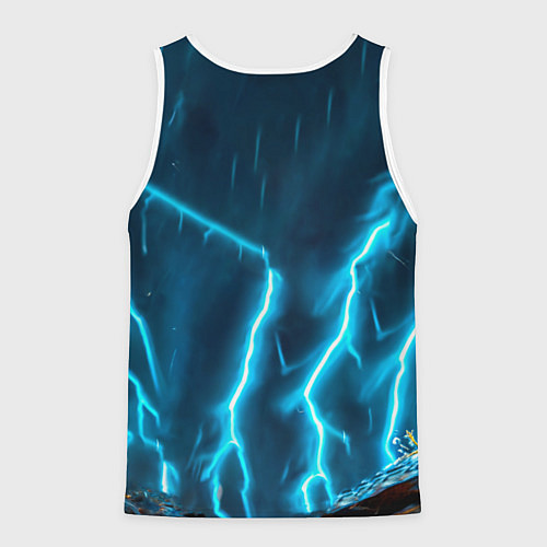 Мужская майка без рукавов Лиса и молния / 3D-Белый – фото 2