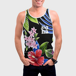 Майка-безрукавка мужская Tropical flowers - aloha, цвет: 3D-белый — фото 2
