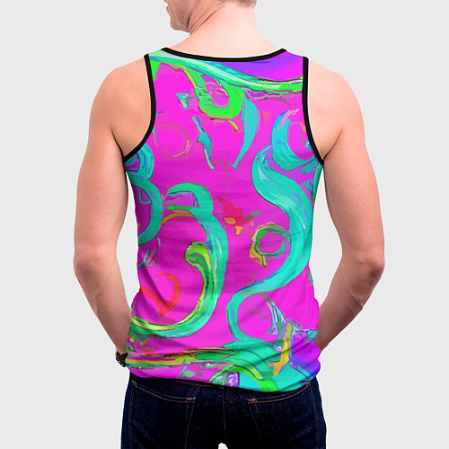 Мужская майка без рукавов Abstract floral pattern - aloha / 3D-Черный – фото 4