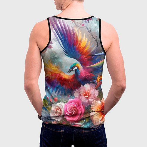 Мужская майка без рукавов Тропическая птица / 3D-Черный – фото 4