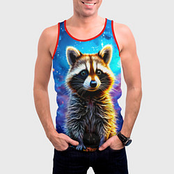Майка-безрукавка мужская Енот в звездную ночь, цвет: 3D-красный — фото 2