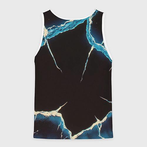Мужская майка без рукавов Разлом черного абстрактного стекла / 3D-Белый – фото 2