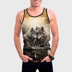 Майка-безрукавка мужская Любовь волка и волчицы, цвет: 3D-черный — фото 2
