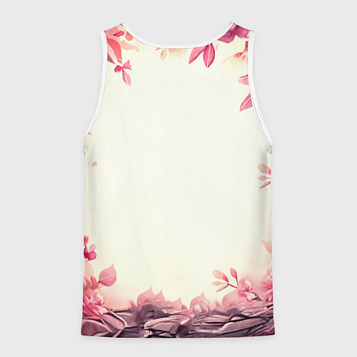 Мужская майка без рукавов Кукушка в розовых цветах / 3D-Белый – фото 2
