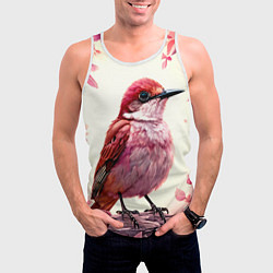 Майка-безрукавка мужская Кукушка в розовых цветах, цвет: 3D-белый — фото 2