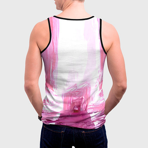 Мужская майка без рукавов Пингвин в розовом / 3D-Черный – фото 4