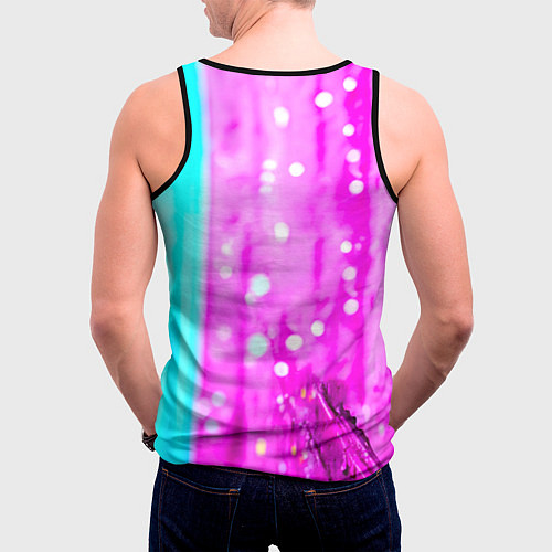 Мужская майка без рукавов Ласточка на фиолетовой стене / 3D-Черный – фото 4