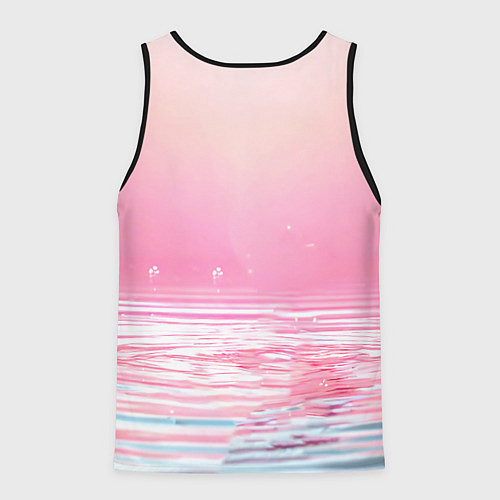 Мужская майка без рукавов Гусь на розовом озере / 3D-Черный – фото 2