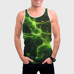 Майка-безрукавка мужская Зеленые волокна текстура, цвет: 3D-белый — фото 2