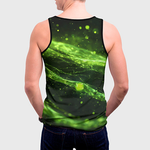 Мужская майка без рукавов Текстура зеленая жидкость / 3D-Черный – фото 4