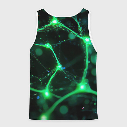 Мужская майка без рукавов Зеленый нейроны / 3D-Белый – фото 2
