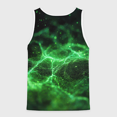 Мужская майка без рукавов Зеленая связь текстура / 3D-Белый – фото 2