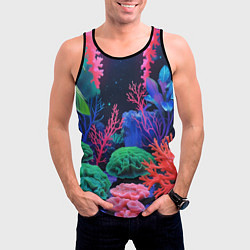 Майка-безрукавка мужская Подводный мир с кораллами, цвет: 3D-черный — фото 2