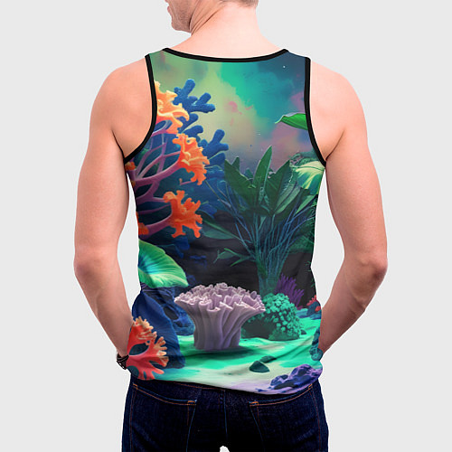 Мужская майка без рукавов Морское дно с кораллами / 3D-Черный – фото 4