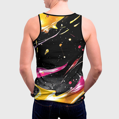 Мужская майка без рукавов Мазки краски на черном / 3D-Черный – фото 4