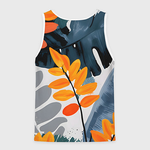 Мужская майка без рукавов Контрастные листья / 3D-Белый – фото 2