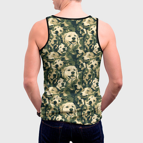 Мужская майка без рукавов Камуфляжные собаки / 3D-Черный – фото 4