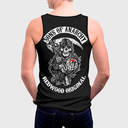 Мужская майка без рукавов Sons Of Anarchy - Jax skull / 3D-Черный – фото 4