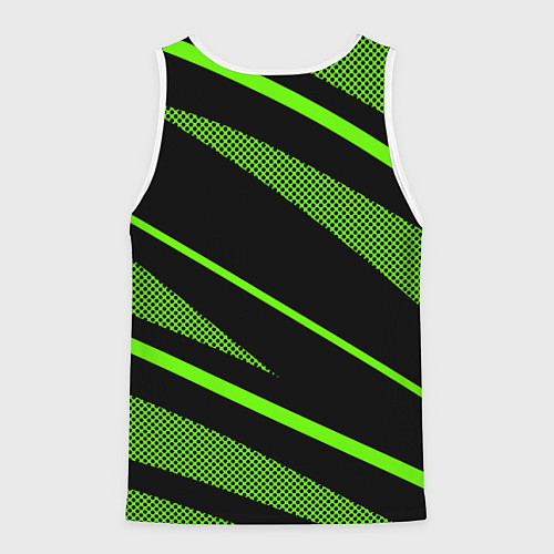 Мужская майка без рукавов Sport чёрный и зелёный полосы / 3D-Белый – фото 2