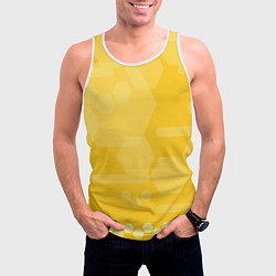 Майка-безрукавка мужская Геометрические фигуры желтые, цвет: 3D-белый — фото 2