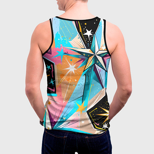 Мужская майка без рукавов Граффити звезды / 3D-Черный – фото 4