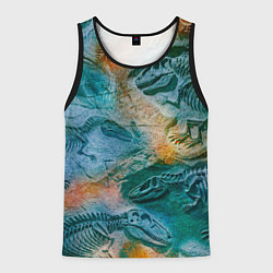 Майка-безрукавка мужская Окаменелые динозавры, тропический зеленый, цвет: 3D-черный