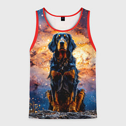 Майка-безрукавка мужская Сеттер в космосе, цвет: 3D-красный