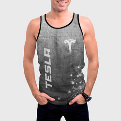 Майка-безрукавка мужская Tesla - grey gradient вертикально, цвет: 3D-черный — фото 2