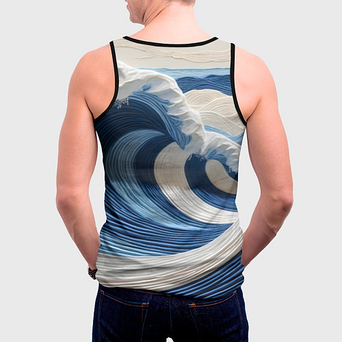 Мужская майка без рукавов Волна из нитей / 3D-Черный – фото 4