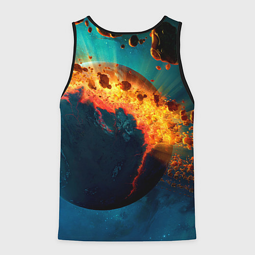 Мужская майка без рукавов Взрыв планеты / 3D-Черный – фото 2