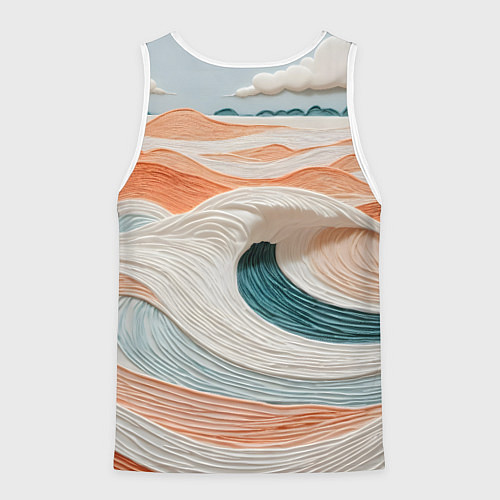 Мужская майка без рукавов Персиковые волны / 3D-Белый – фото 2
