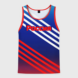Майка-безрукавка мужская Россия на фоне цветов флага, цвет: 3D-красный