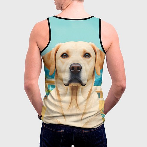 Мужская майка без рукавов Лето и лабрадор / 3D-Черный – фото 4