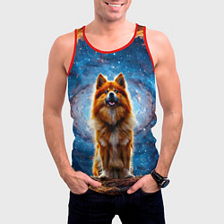 Майка-безрукавка мужская Финский лаппхунд в космосе, цвет: 3D-красный — фото 2
