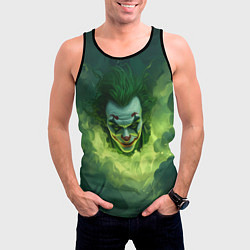 Майка-безрукавка мужская Злой Джокер в зеленом дыму, цвет: 3D-черный — фото 2