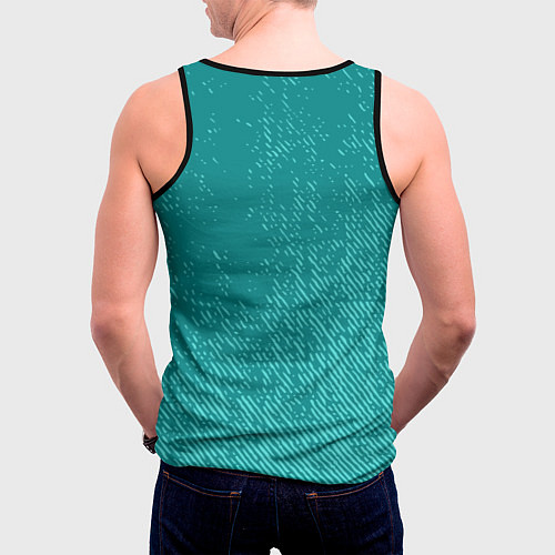 Мужская майка без рукавов Джинс с потертостями-зеленый / 3D-Черный – фото 4