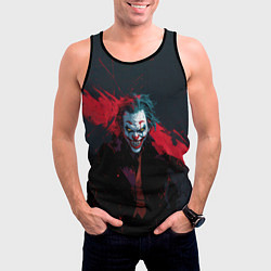 Майка-безрукавка мужская Джокер и красная полоса краски, цвет: 3D-черный — фото 2