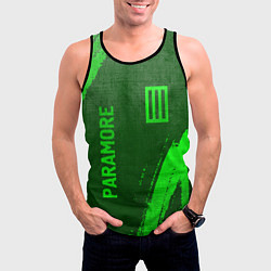 Майка-безрукавка мужская Paramore - green gradient вертикально, цвет: 3D-черный — фото 2