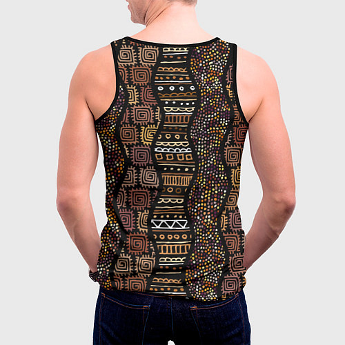 Мужская майка без рукавов Африканский орнамент этнический / 3D-Черный – фото 4