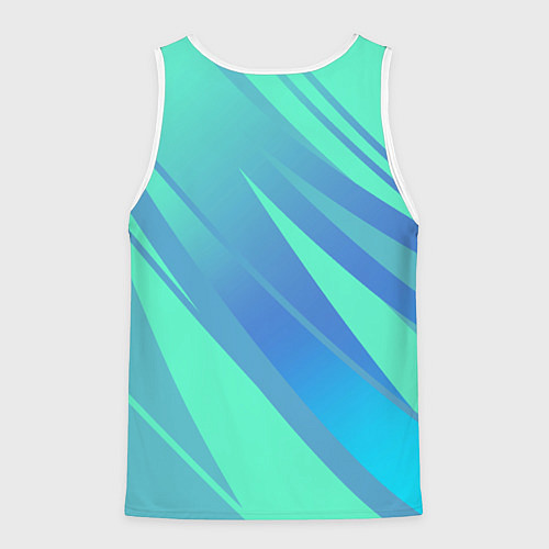 Мужская майка без рукавов Нежный голубой с полосами градиент / 3D-Белый – фото 2