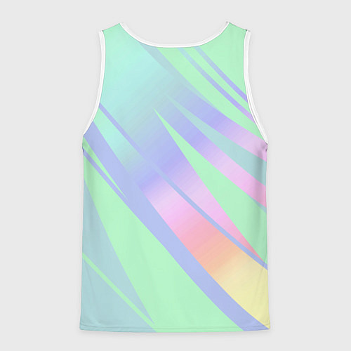 Мужская майка без рукавов Светлый зелёный мятный с полосами градиент / 3D-Белый – фото 2