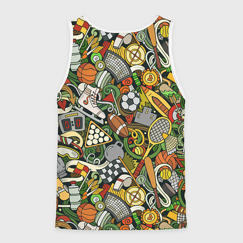 Мужская майка без рукавов Спортивный инвентарь коллаж / 3D-Белый – фото 2